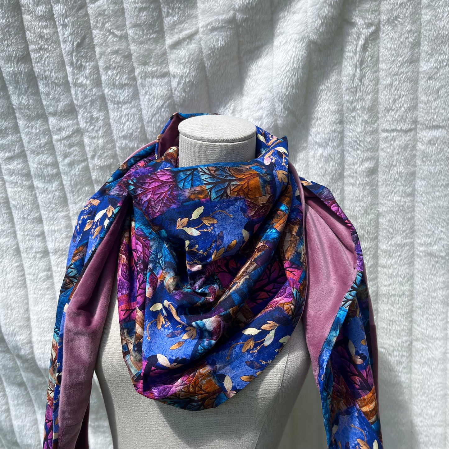 Chèche bleu et rose