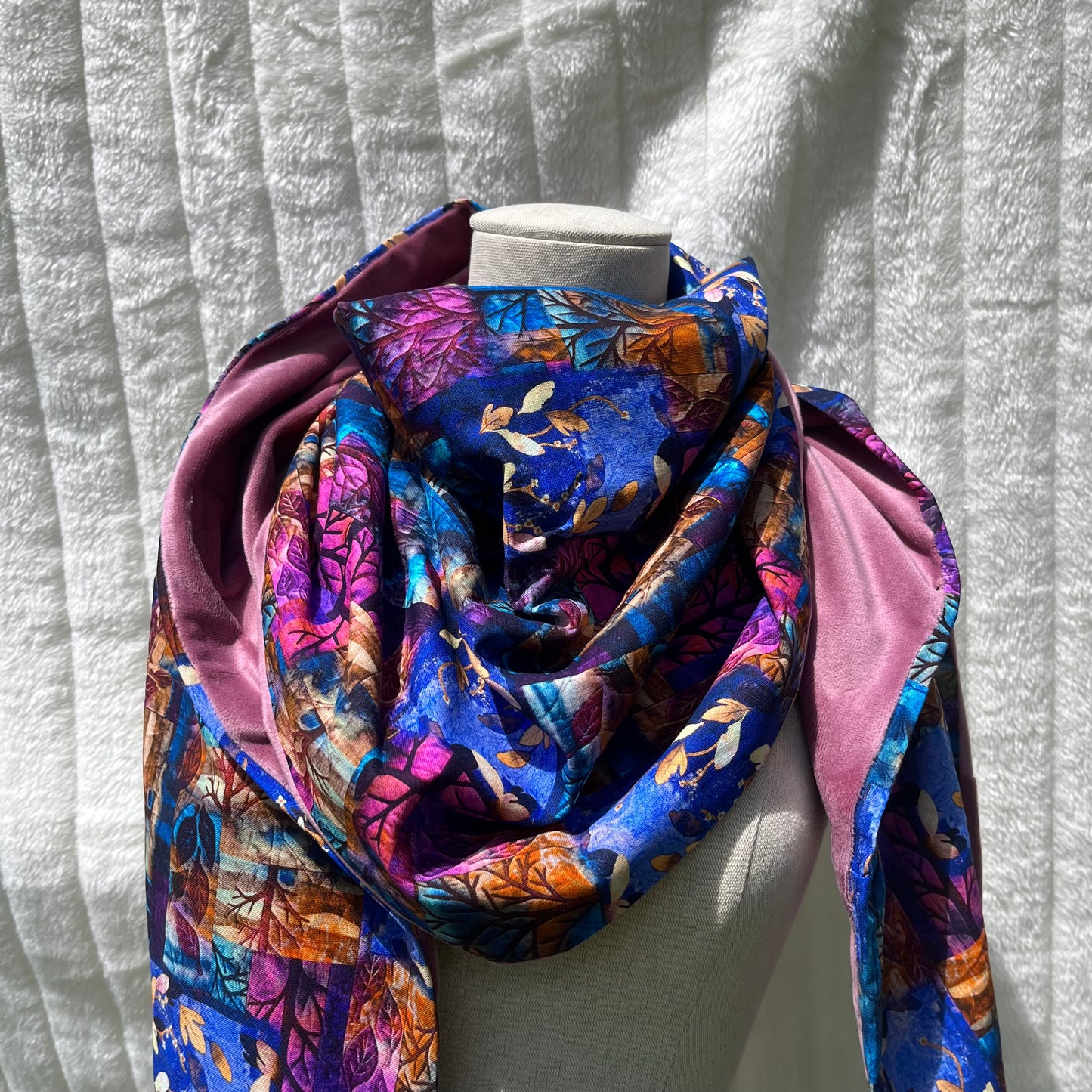 Chèche bleu et rose