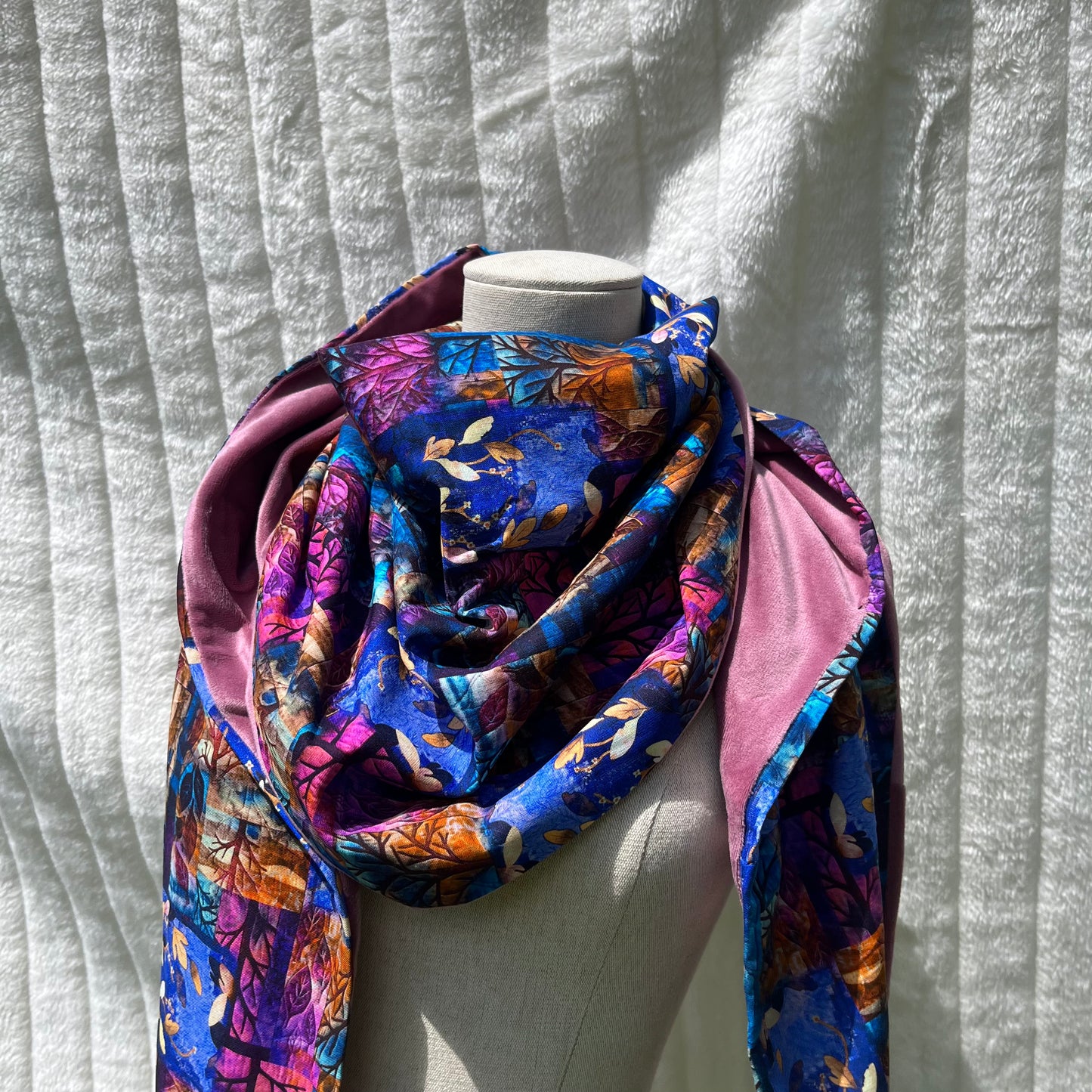 Chèche bleu et rose