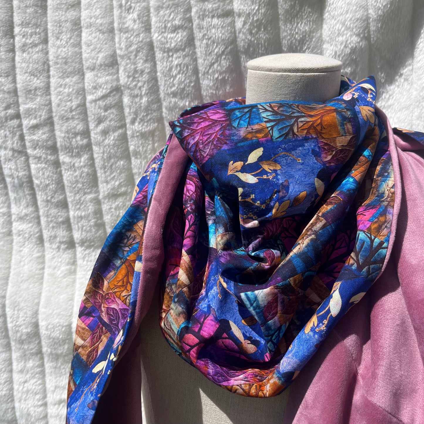 Chèche bleu et rose