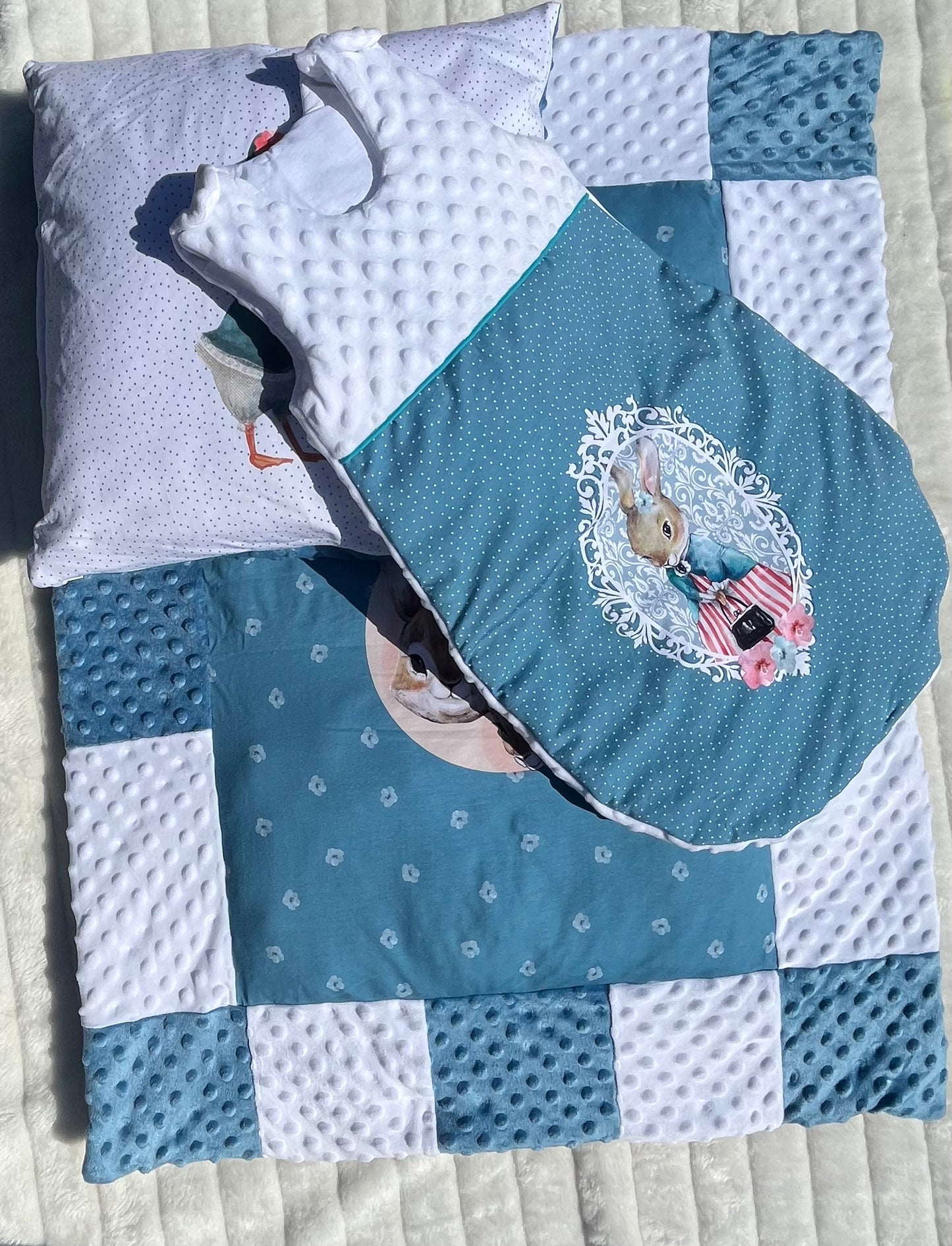 Ensemble de naissance en minky polaire bleu et blanc
