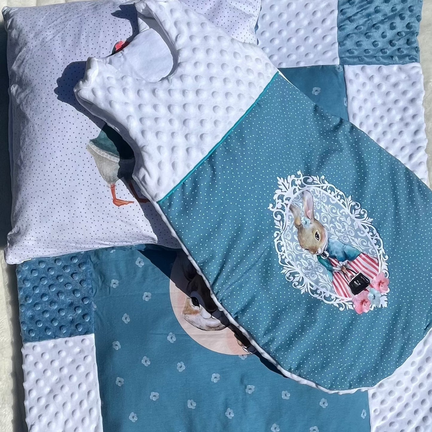 Ensemble de naissance en minky polaire bleu et blanc