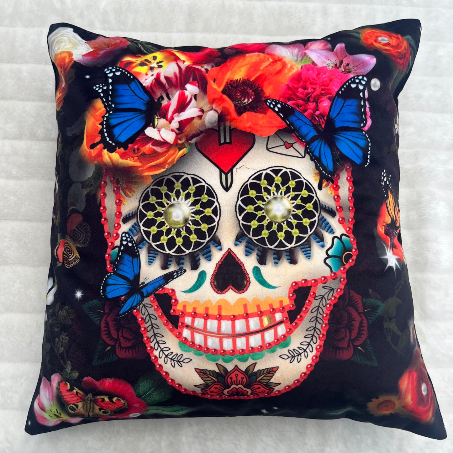 Housse de coussin noir au motif mexicain