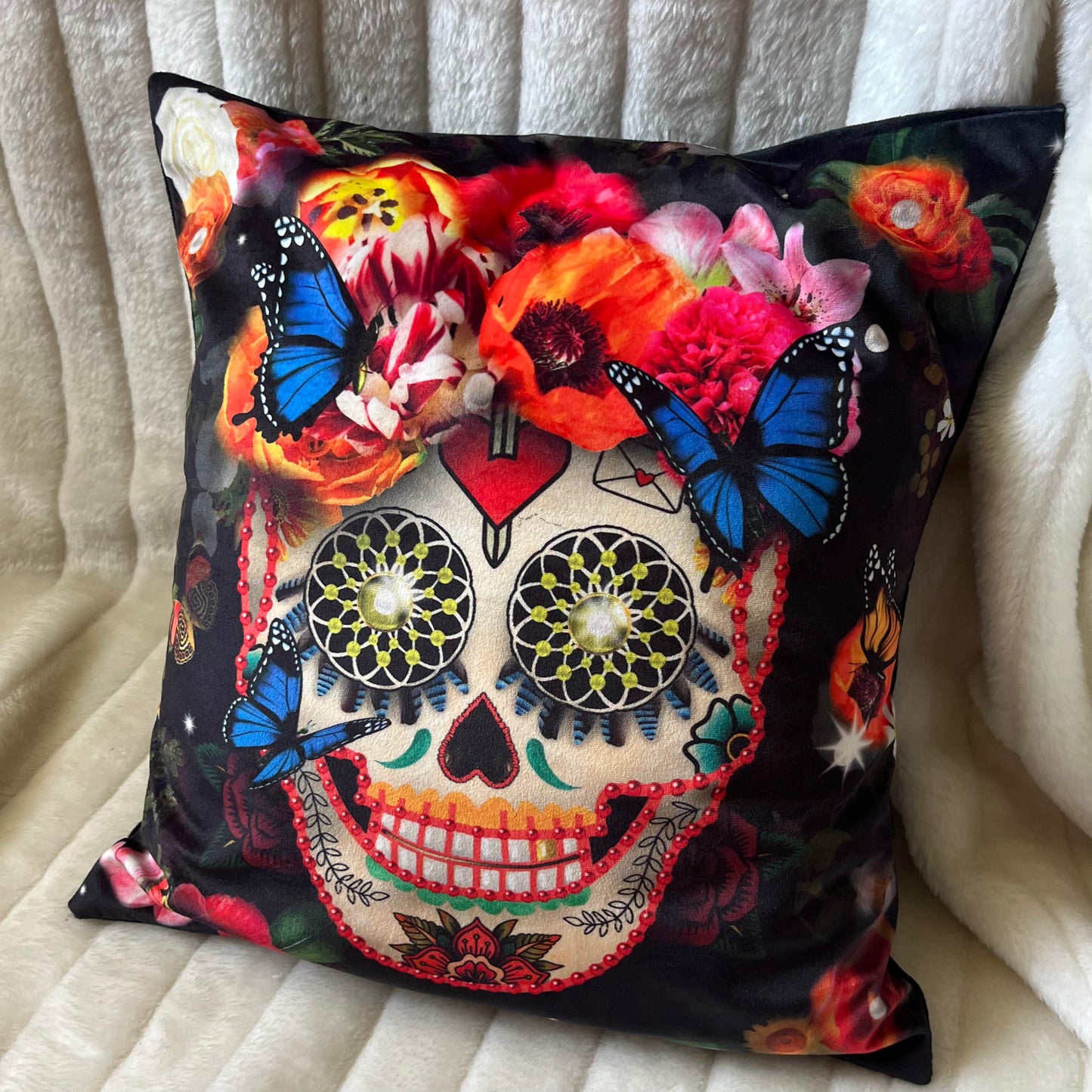 Housse de coussin noir au motif mexicain