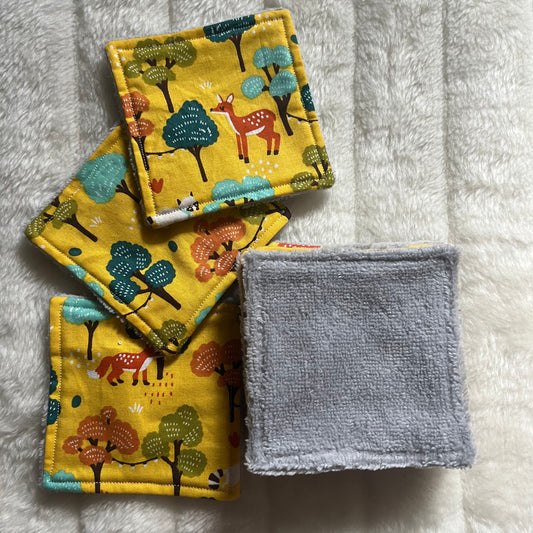 Lot de 10 lingettes lavables au motif forêt