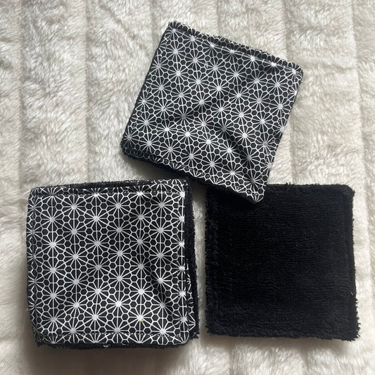 Lot de 10 lingettes lavables à motif fleurs géométriques