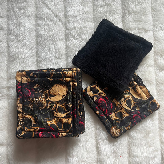Lot de 10 lingettes lavables à motif tête de mort