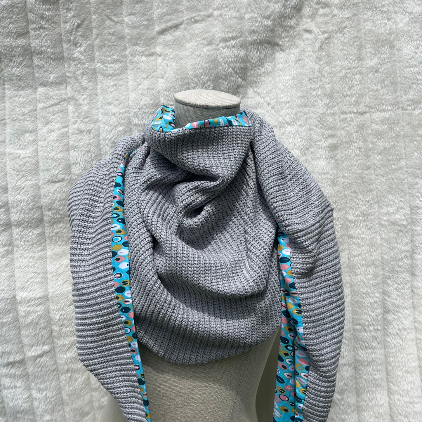 Chèche gris et bleu