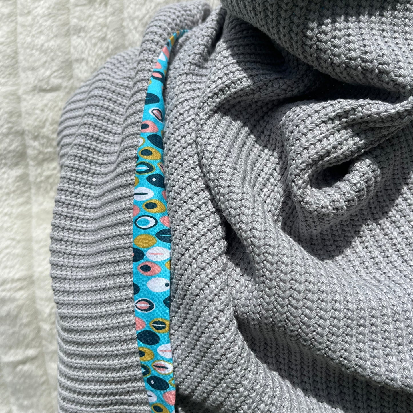 Chèche gris et bleu