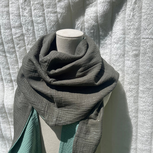 Chèche kaki pailleté et vert