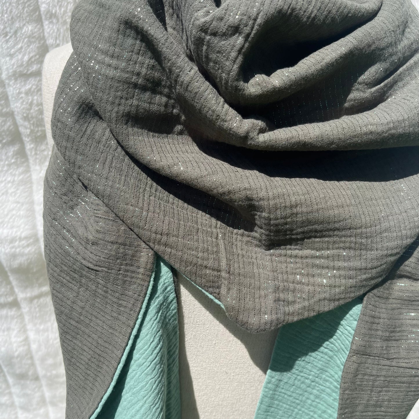 Chèche kaki pailleté et vert