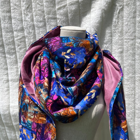 Chèche bleu et rose